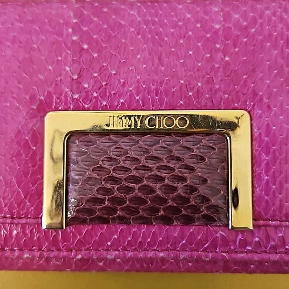 EUC Jimmy Choo Snakeskin Continental Wall in Hot Pink w/ COA - Picture 7 of 15